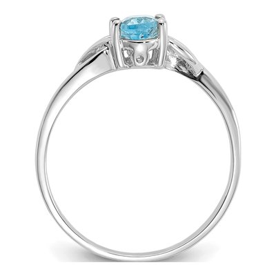 10K White Gold Swiss Blue Topaz Oval Birthstone Ring – view 2