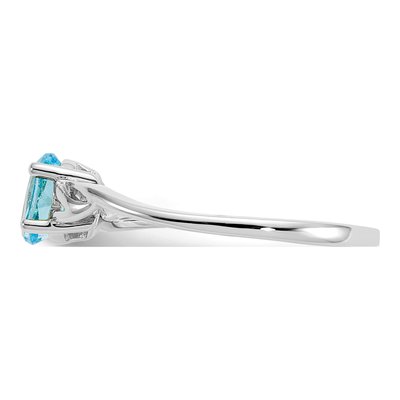 10K White Gold Swiss Blue Topaz Oval Birthstone Ring – view 3