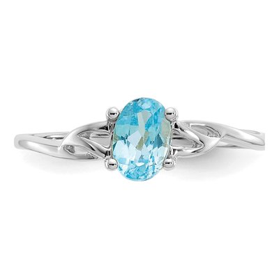 10K White Gold Swiss Blue Topaz Oval Birthstone Ring – view 4