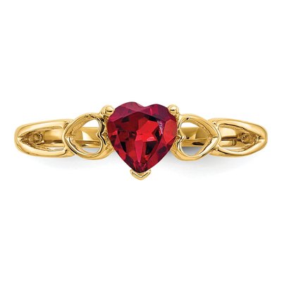 10K Yellow Gold Garnet Heart Birthstone Ring – view 5