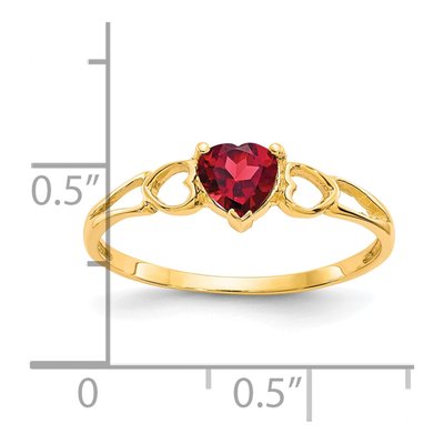 10K Yellow Gold Garnet Heart Birthstone Ring – view 6
