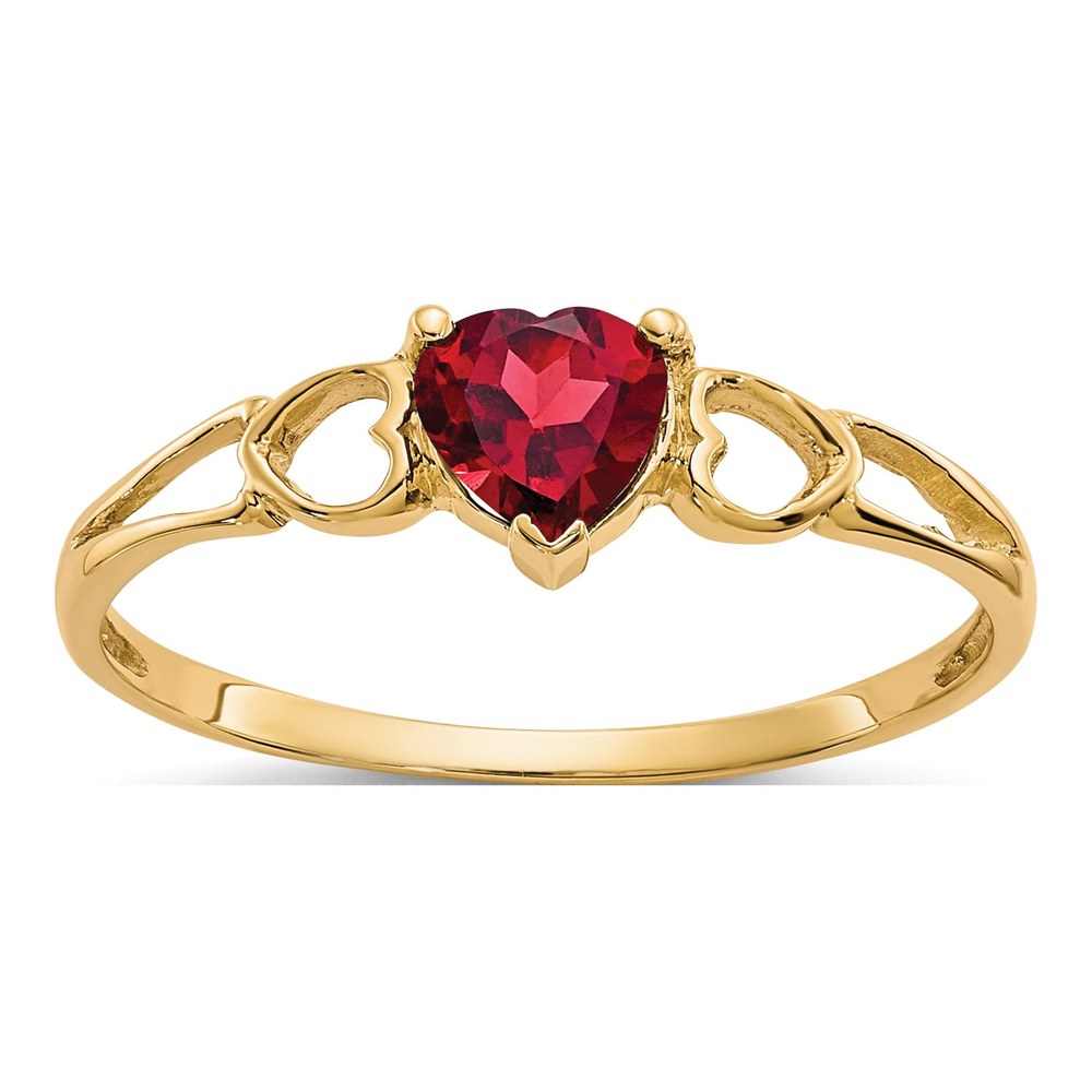 10K Yellow Gold Garnet Heart Birthstone Ring