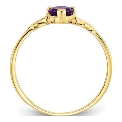 10K Yellow Gold Amethyst Heart Ring – view 3