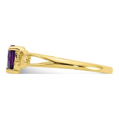 10K Yellow Gold Amethyst Heart Ring – view 4