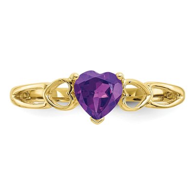 10K Yellow Gold Amethyst Heart Ring – view 5