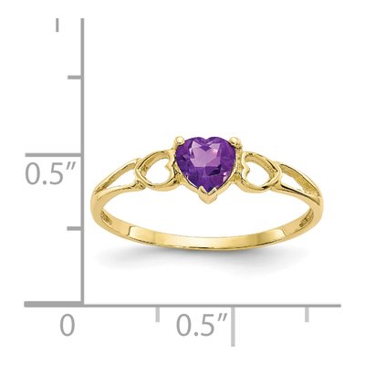 10K Yellow Gold Amethyst Heart Ring – view 6