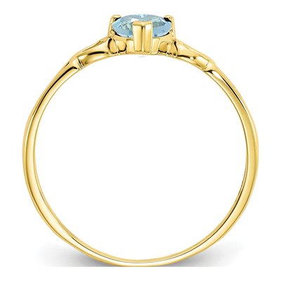 10K Yellow Gold Aquamarine Heart Birthstone Ring – view 3