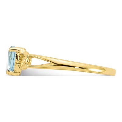 10K Yellow Gold Aquamarine Heart Birthstone Ring – view 4