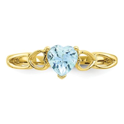10K Yellow Gold Aquamarine Heart Birthstone Ring – view 5