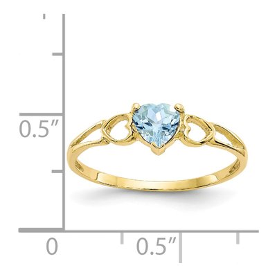10K Yellow Gold Aquamarine Heart Birthstone Ring – view 6