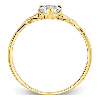 10K Yellow Gold White Topaz Heart April Birthstone Ring – view 3