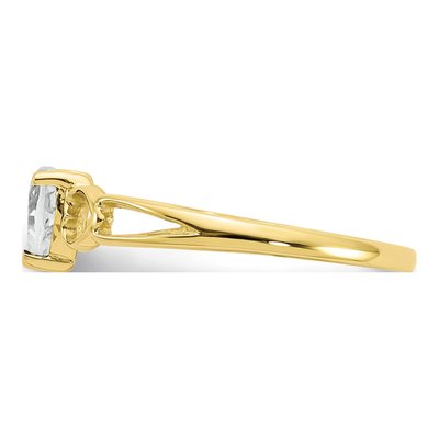 10K Yellow Gold White Topaz Heart April Birthstone Ring – view 4