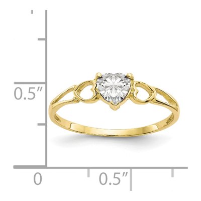 10K Yellow Gold White Topaz Heart April Birthstone Ring – view 6