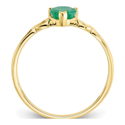 10K Yellow Gold Emerald Heart Ring – view 3