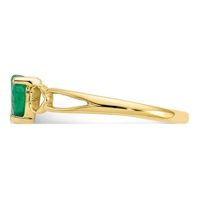 10K Yellow Gold Emerald Heart Ring – view 4