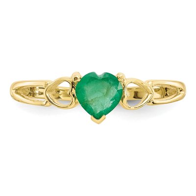 10K Yellow Gold Emerald Heart Ring – view 5