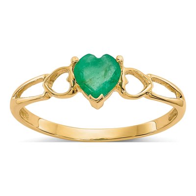 10K Yellow Gold Emerald Heart Ring