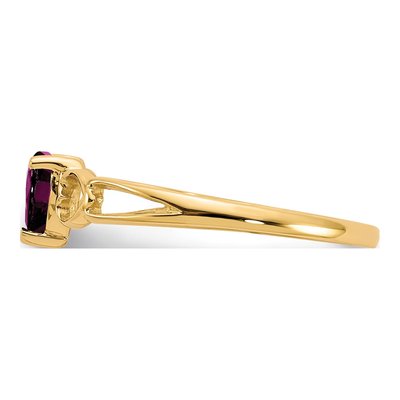 10K Yellow Gold Rhodolite Garnet Heart Ring – view 3