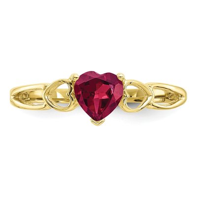 10K Yellow Gold Ruby Heart Birthstone Ring – view 5
