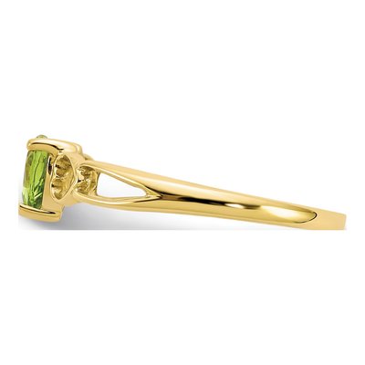 10K Yellow Gold Peridot Heart Birthstone Ring – view 4