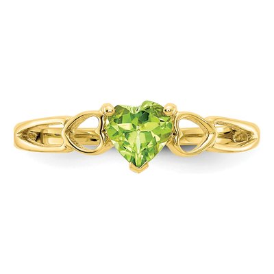 10K Yellow Gold Peridot Heart Birthstone Ring – view 5