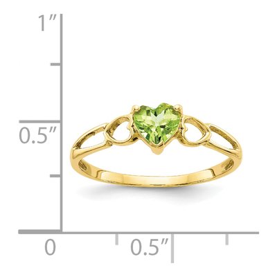 10K Yellow Gold Peridot Heart Birthstone Ring – view 6