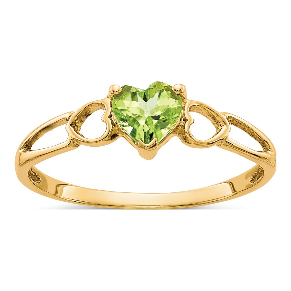 10K Yellow Gold Peridot Heart Birthstone Ring