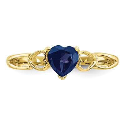 10K Yellow Gold Sapphire Heart Ring – view 5