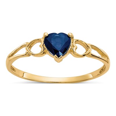10K Yellow Gold Sapphire Heart Ring