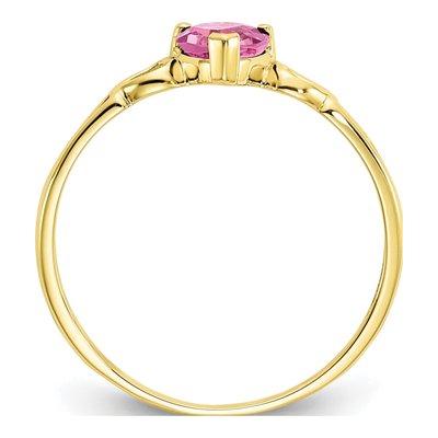 10K Yellow Gold Pink Tourmaline Heart Ring – view 3