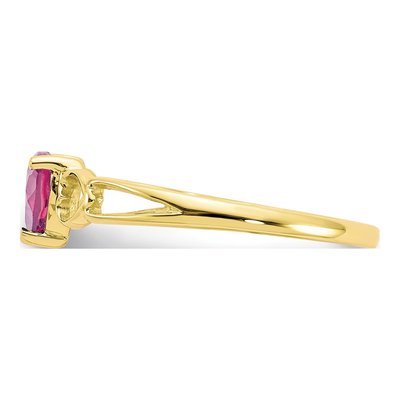 10K Yellow Gold Pink Tourmaline Heart Ring – view 4