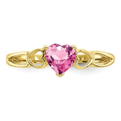 10K Yellow Gold Pink Tourmaline Heart Ring – view 5