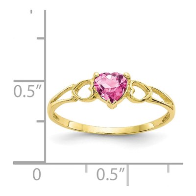 10K Yellow Gold Pink Tourmaline Heart Ring – view 6