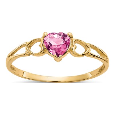 10K Yellow Gold Pink Tourmaline Heart Ring