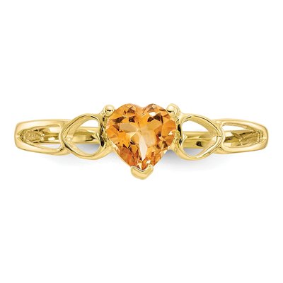 10K Yellow Gold Citrine Heart Ring – view 5