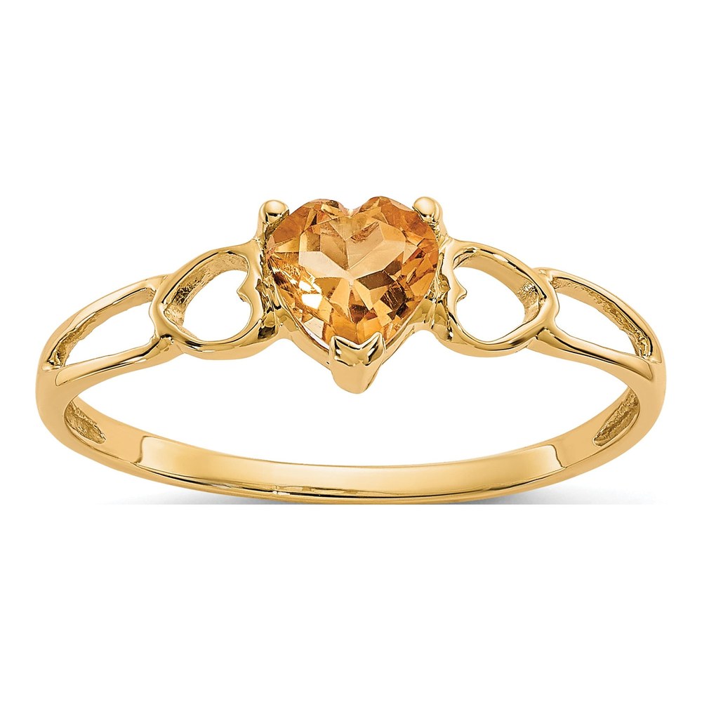 10K Yellow Gold Citrine Heart Ring