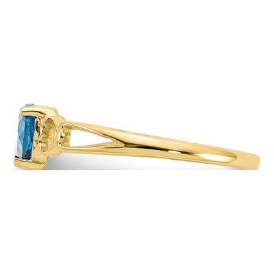 10K Yellow Gold Swiss Blue Topaz Heart Birthstone Ring – view 4
