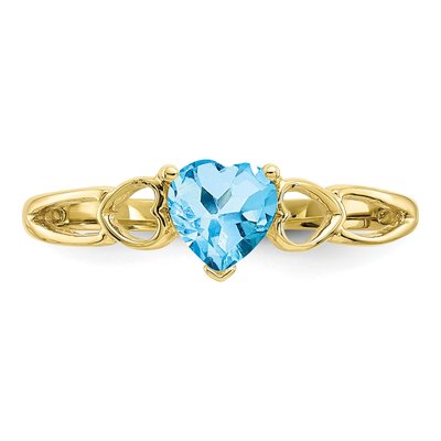 10K Yellow Gold Swiss Blue Topaz Heart Birthstone Ring – view 5