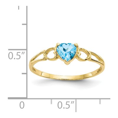 10K Yellow Gold Swiss Blue Topaz Heart Birthstone Ring – view 6