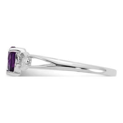10K White Gold Amethyst Heart Ring – view 4