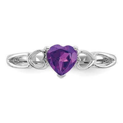 10K White Gold Amethyst Heart Ring – view 5