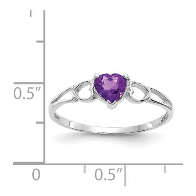 10K White Gold Amethyst Heart Ring – view 6