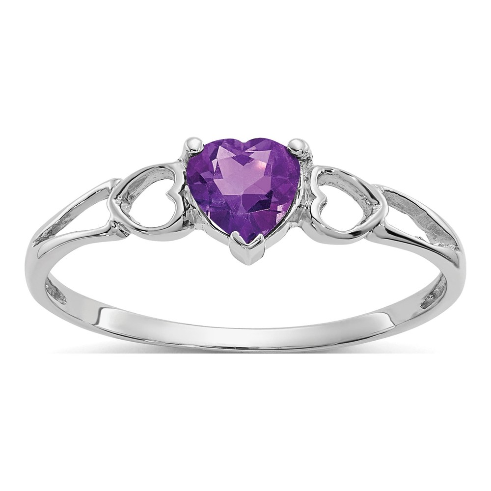 10K White Gold Amethyst Heart Ring
