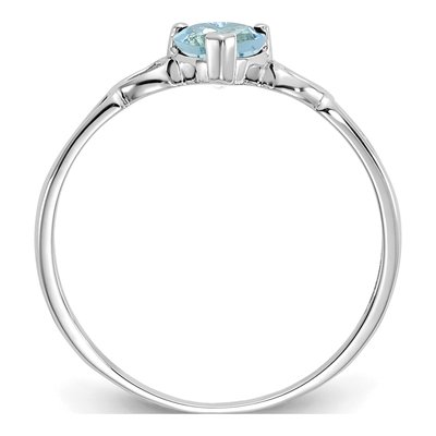 10K White Gold Aquamarine Heart Birthstone Ring – view 3