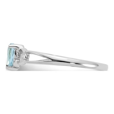 10K White Gold Aquamarine Heart Birthstone Ring – view 4