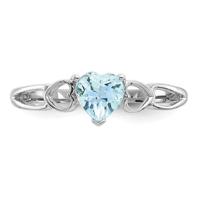 10K White Gold Aquamarine Heart Birthstone Ring – view 5