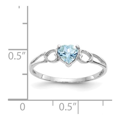 10K White Gold Aquamarine Heart Birthstone Ring – view 6