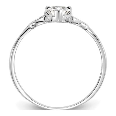 10K White Gold White Topaz Heart Birthstone Ring – view 3