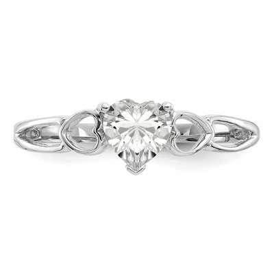 10K White Gold White Topaz Heart Birthstone Ring – view 5