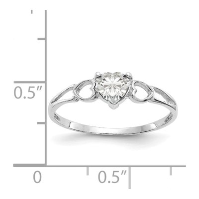10K White Gold White Topaz Heart Birthstone Ring – view 6